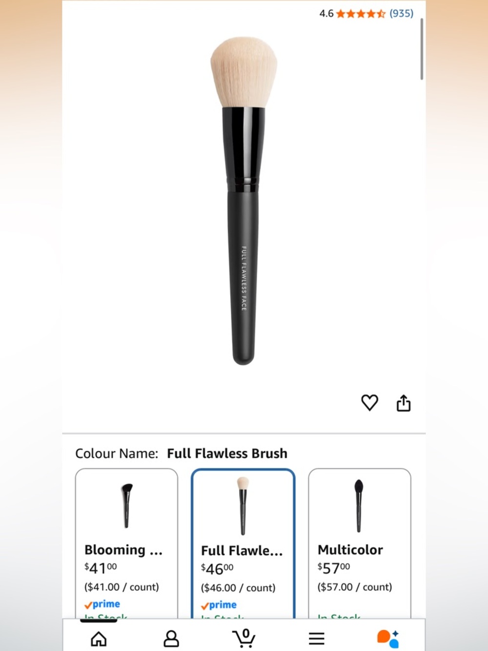 bareMinerals Full Flawless Face Brush — Black Handle with Natural Beige Bristles